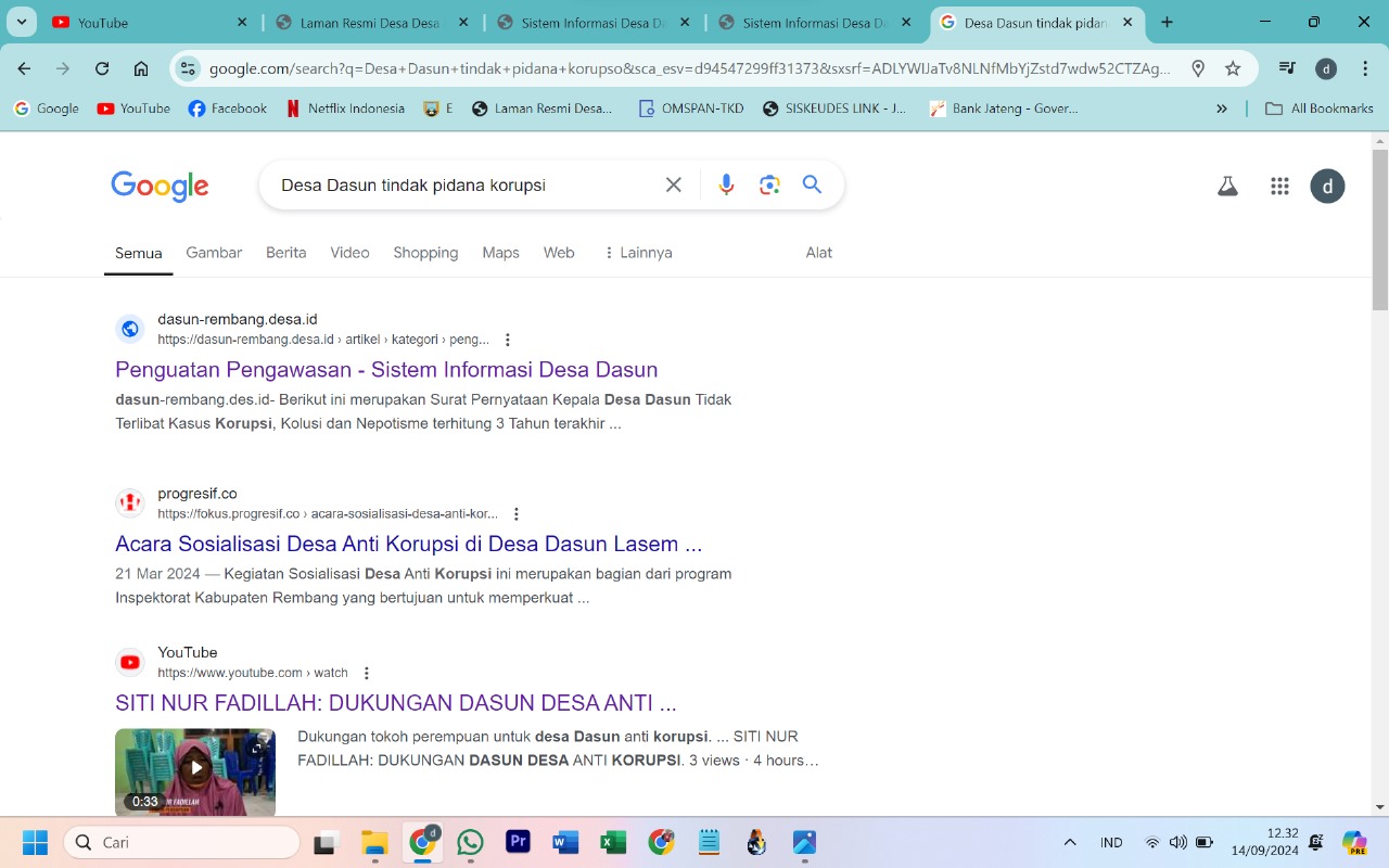 Screenshoot Berita tidak ada Tindak Pidana Korupsi Pemerintah Desa